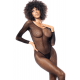Combinaison manches longues en résille noire - MAL1102BLK