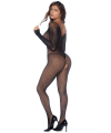 Combinaison noire en résille ornée de strass - MAL1131BKRH