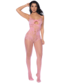 Combinaison en résille rose ajourée - MAL1130BGPK