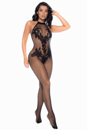 Combinaison en résille noir - MAL1116BLK