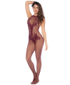 Combinaison en résille couleur cerise - MAL1116CHRY