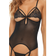 Guépière porte jarretelles noire et string - REN51016-BLK