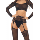 Ensemble 2 pièces, top et bas porte jarretelles - REN7117-BLK