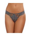 Tanga gris dentelle sexy ajouré sur l'avant