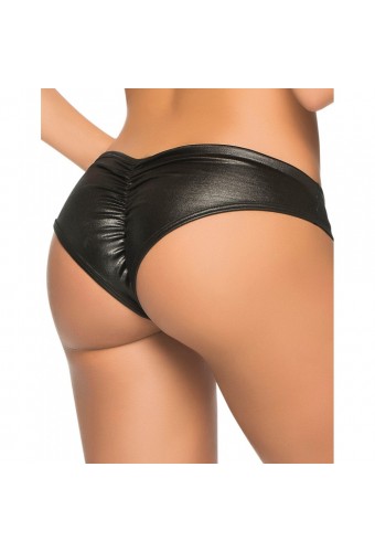 Tanga noir wetlook froncée sur les fesses