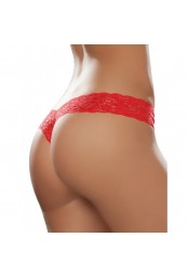 String brésilien rouge en dentelle