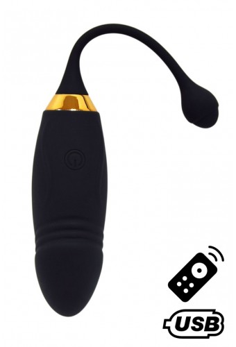 HAPPY, Un Œuf vibrant long USB avec télécommande, dans un silicone médical doux et lisse 