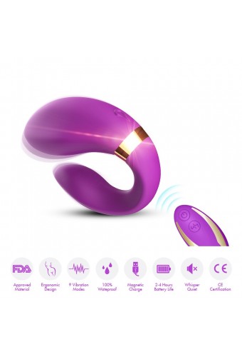Vibromasseur violet pour couple à double moteur USB
