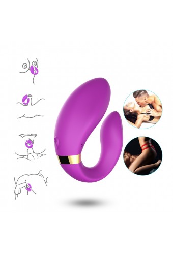Vibromasseur violet pour couple à double moteur USB