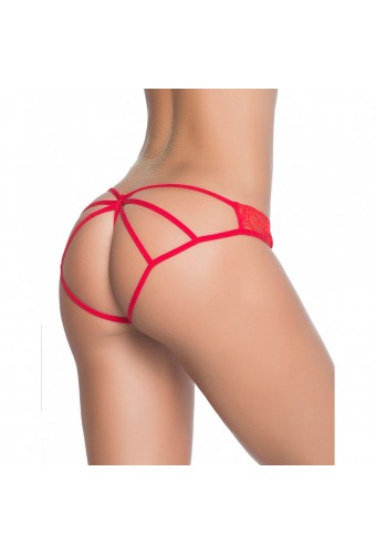 Culotte ouverte rouge ornements façon cage