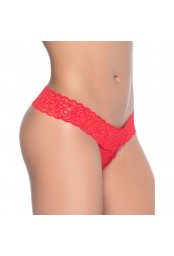 String ouvert brésilien rouge en dentelle