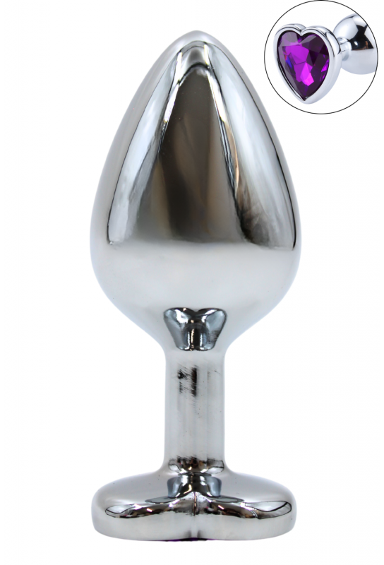 Plug bijou en aluminium. Bijou coeur violet Medium - RY-014PUR