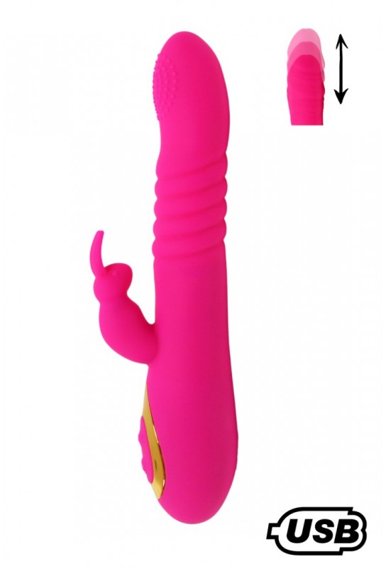 TWIST 2 Rose, Vibromasseur Rabbit va-et-vient USB en silicone médical, doté de 18 modes de stimulation 