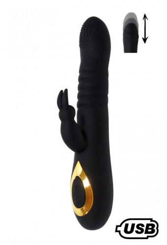 TWIST 2 Noir, Vibromasseur Rabbit va-et-vient USB en silicone médical, doté de 18 modes de stimulation 