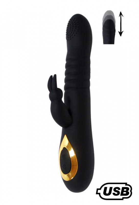 TWIST 2 Noir, Vibromasseur Rabbit va-et-vient USB en silicone médical, doté de 18 modes de stimulation 