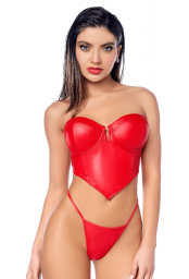 Ensemble 2 pièces en similicuir rouge lisse 