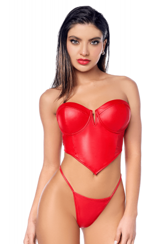 Ensemble 2 pièces en similicuir rouge lisse 