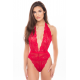 Body string rouge dentelle profond décolleté - René Rofé