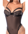 Body noir transparent avec strass scintillants