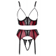 Ensemble Jarretelles 3 Pièces Rouge Foncé  Noir - Cottelli