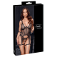 Ensemble Porte-Jarretelles  String Ouvert Résille Noir - Cottelli