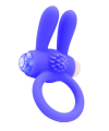 Anneau vibrant silicone bleu avec oreilles de lapin - COR-003BLU
