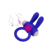 Anneau vibrant silicone bleu avec oreilles de lapin - COR-003BLU
