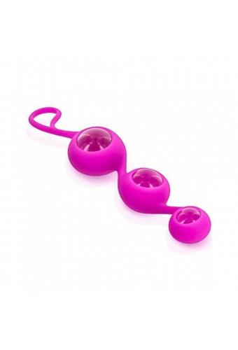 Triple boules de Geisha rose verre et silicone