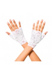 Gants blancs en dentelle florale avec doigts ouverts
