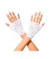 Gants blancs en dentelle florale avec doigts ouverts