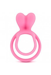 Double cockring rose avec stimulateur de clitoris