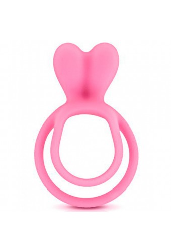 Double cockring rose avec stimulateur de clitoris