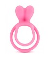 Double cockring rose avec stimulateur de clitoris