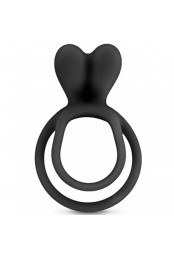 Double cockring noir avec stimulateur de clitoris