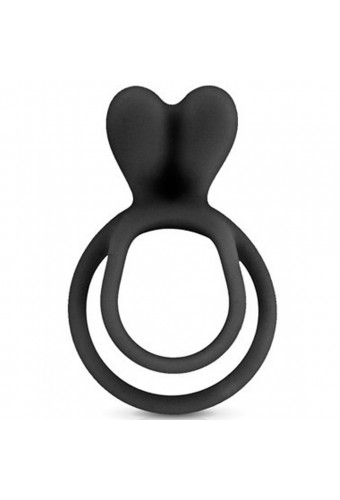 Double cockring noir avec stimulateur de clitoris