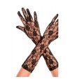 Gants noirs longs en dentelle florale