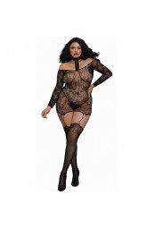 Bodystocking résille guêpière grande taille réversible avec tour de cou