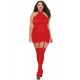 Bodystocking rouge grande taille effet guêpière avec dentelle