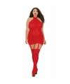 Bodystocking rouge grande taille effet guêpière avec dentelle