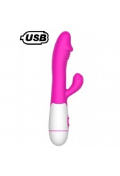 Vibromasseur rabbit USB rose avec gland 30 programmes