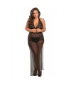 Nuisette longue grande taille fendue transparente