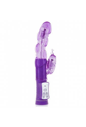 Vibromasseur rabbit violet tête rotative USB