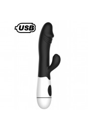 Vibromasseur rabbit USB noir avec gland 30 programmes