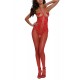 Bodystocking rouge seins nus effet bustier