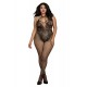 Bodystocking Grande taille résille dans un style Body avec magnifique décolleté à lanières