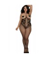 Combinaison grande taille style body dentelle et jambes larges résilles