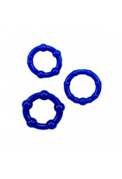 Pack 3 cockring bleus avec billes - CR-COR005BLU