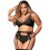 Ensemble 3 pièces noir grande taille  soutien-gorge string porte-jarretelles - MAL8221XBLK