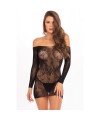 Mini robe noir manche longue transparente - REN7083BLK